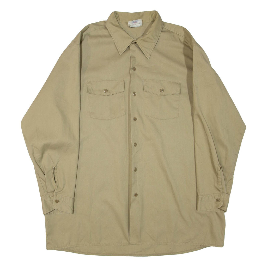 DICKIES Mens Plain Shirt Beige 3/4 Sleeve XL