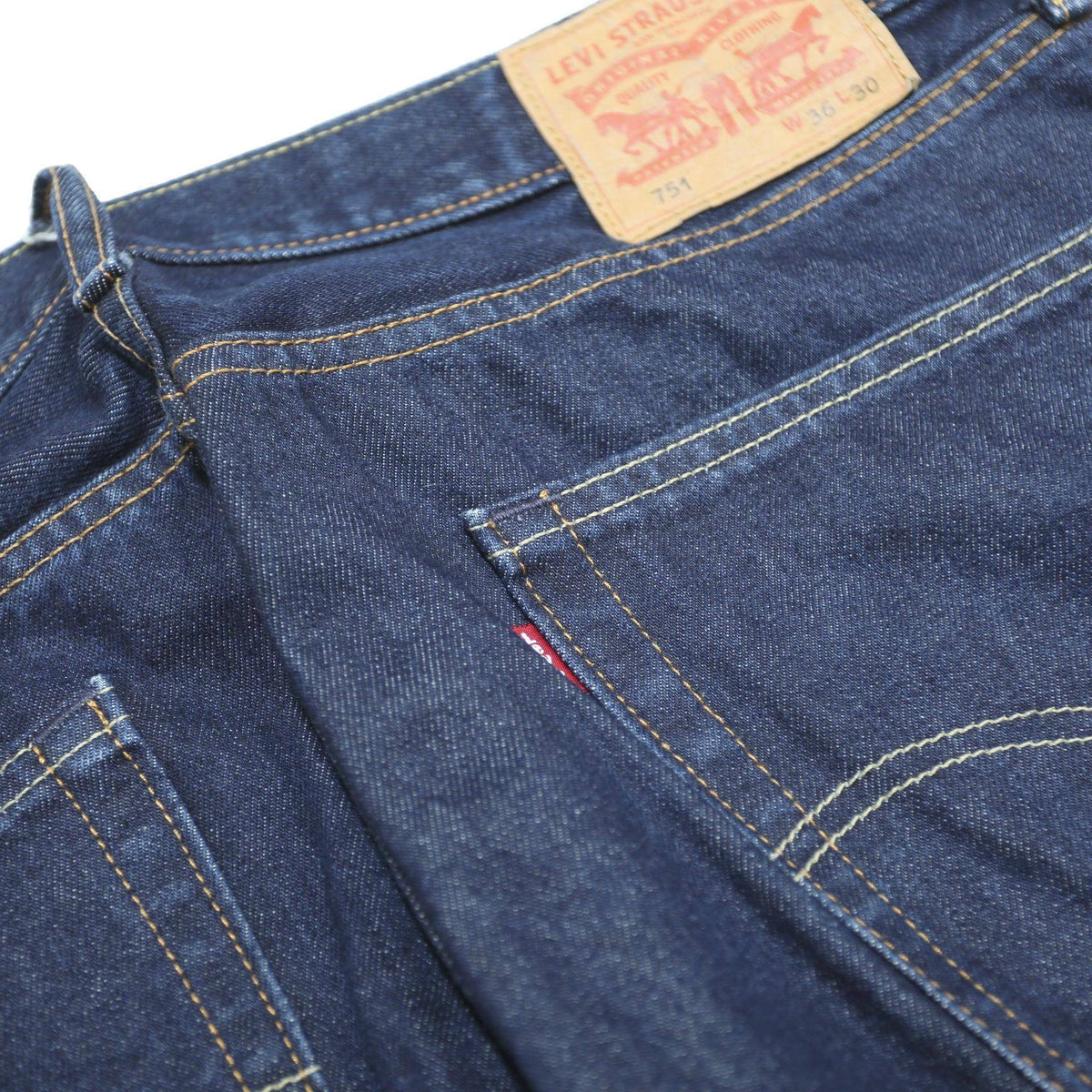 LEVI'S 751 Mens Jeans Blue Regular Straight Denim Medium W36 L23 Zip Closure