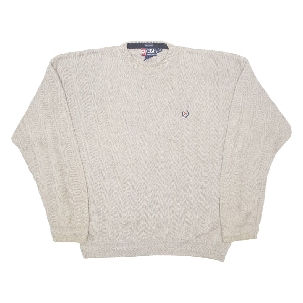 CHAPS RALPH LAUREN Mens Patterned Jumper Grey Chevron Tight Knit XL