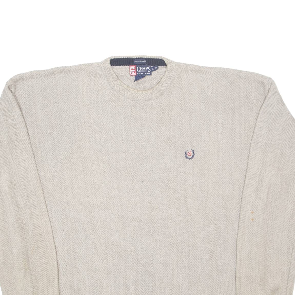 CHAPS RALPH LAUREN Mens Patterned Jumper Grey Chevron Tight Knit XL