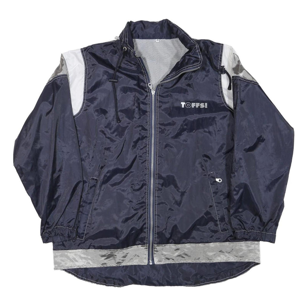 TOFFS Mens Navy Blue & Silver Casual Zip Jacket M Polyester Blend Lightweight