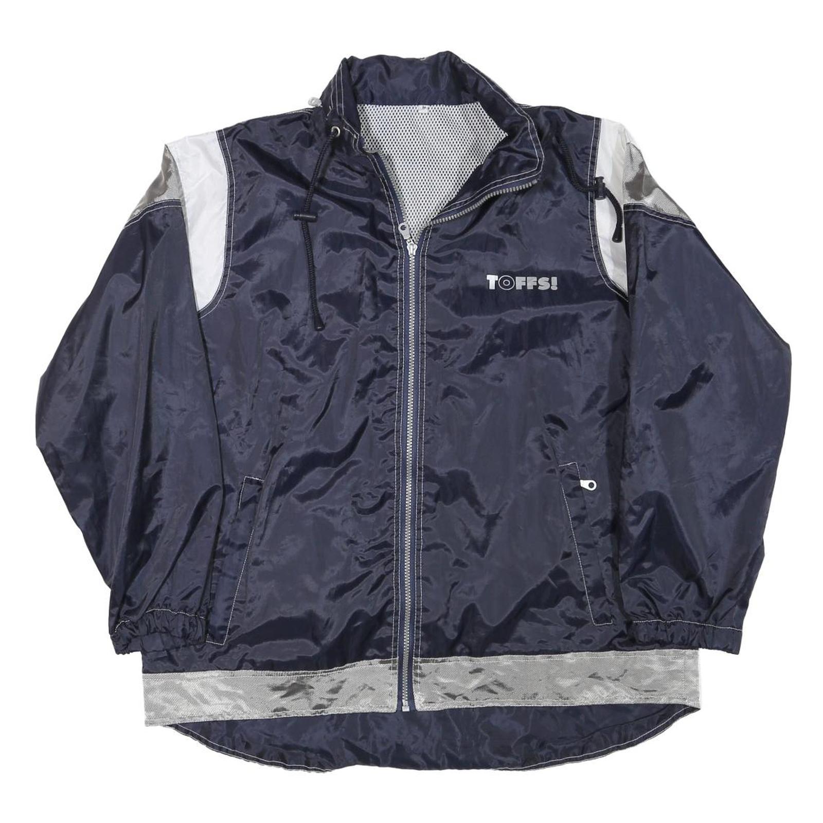 TOFFS Mens Navy Blue & Silver Casual Zip Jacket M Polyester Blend Lightweight