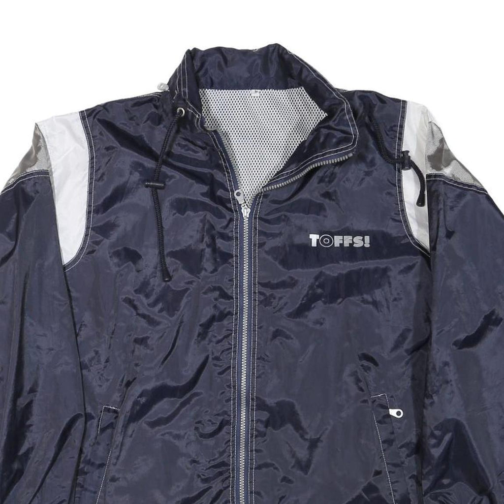 TOFFS Mens Navy Blue & Silver Casual Zip Jacket M Polyester Blend Lightweight