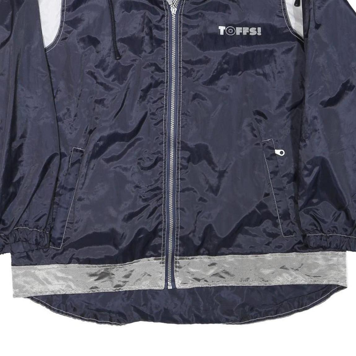 TOFFS Mens Navy Blue & Silver Casual Zip Jacket M Polyester Blend Lightweight