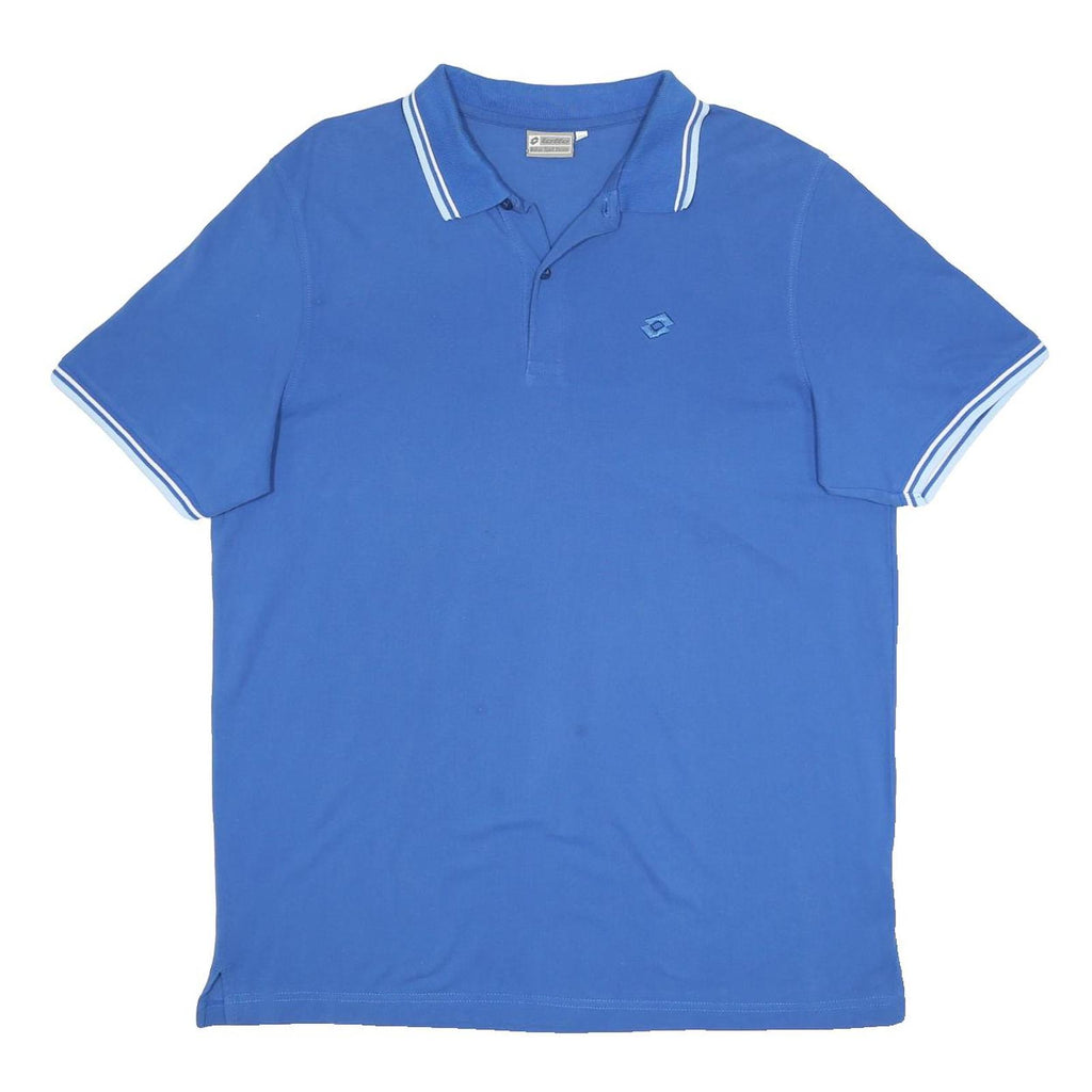 LOTTO Mens Blue Polo Shirt 3XL Cotton Short Sleeve Basic Tipped Collar