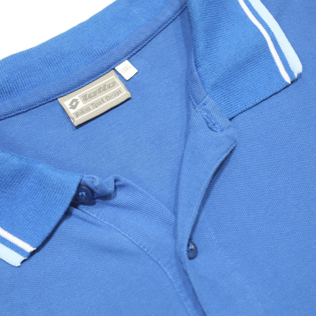 LOTTO Mens Blue Polo Shirt 3XL Cotton Short Sleeve Basic Tipped Collar