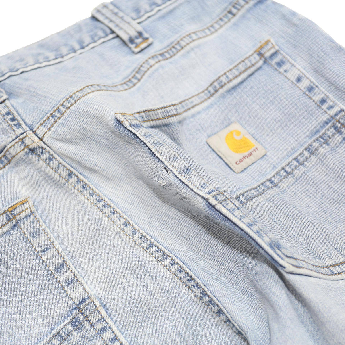 CARHARTT Mens Jeans Light Blue Relaxed Straight Denim W32 L30 Zip Cotton Blend