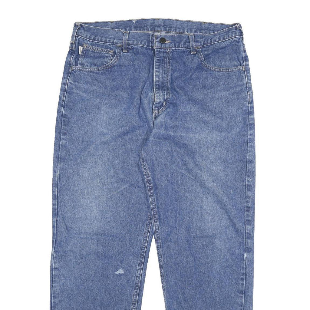 CARHARTT Mens Jeans Blue Regular Straight Denim Medium W36 L30 Workwear Zip