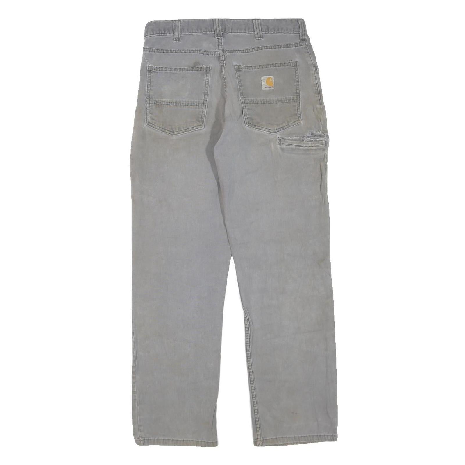 CARHARTT Mens Cotton Blend Grey Regular Fit Straight Leg Trousers W32 L32