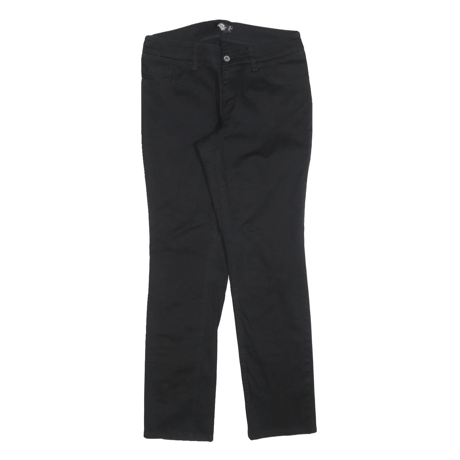 DICKIES Womens Cotton Blend Black Slim Slim Fit Straight Leg Trousers W30 L30