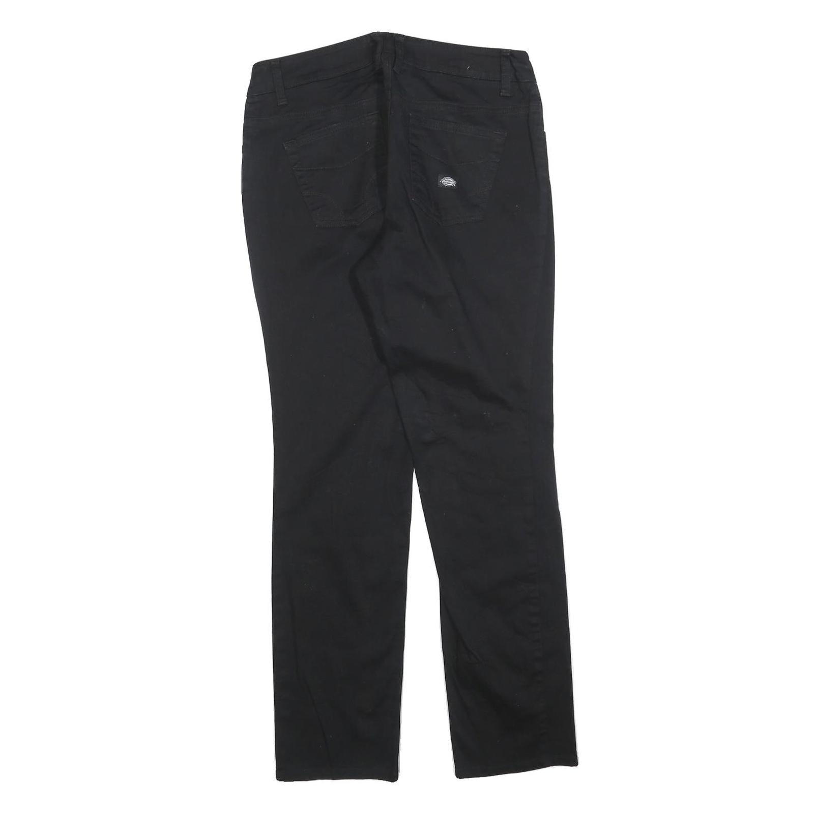 DICKIES Womens Cotton Blend Black Slim Slim Fit Straight Leg Trousers W30 L30