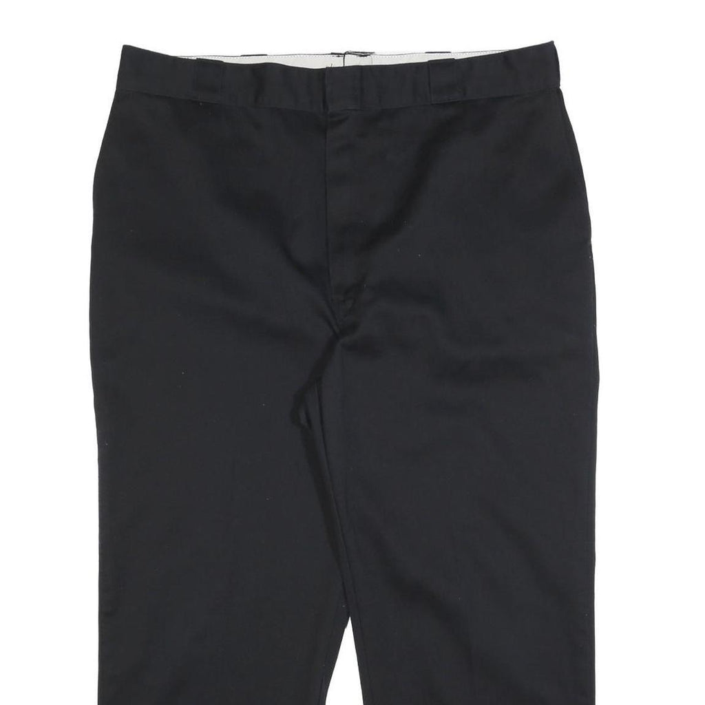 DICKIES Mens Cotton Blend Black Relaxed Straight Trousers W40 L26 Workwear Zip