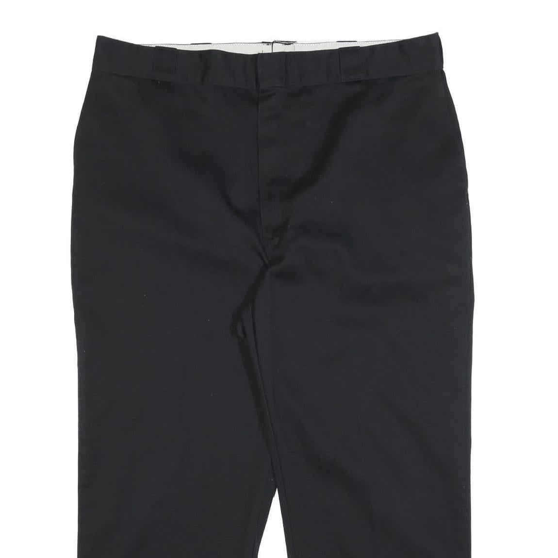 DICKIES Mens Cotton Blend Black Relaxed Straight Trousers W40 L26 Workwear Zip