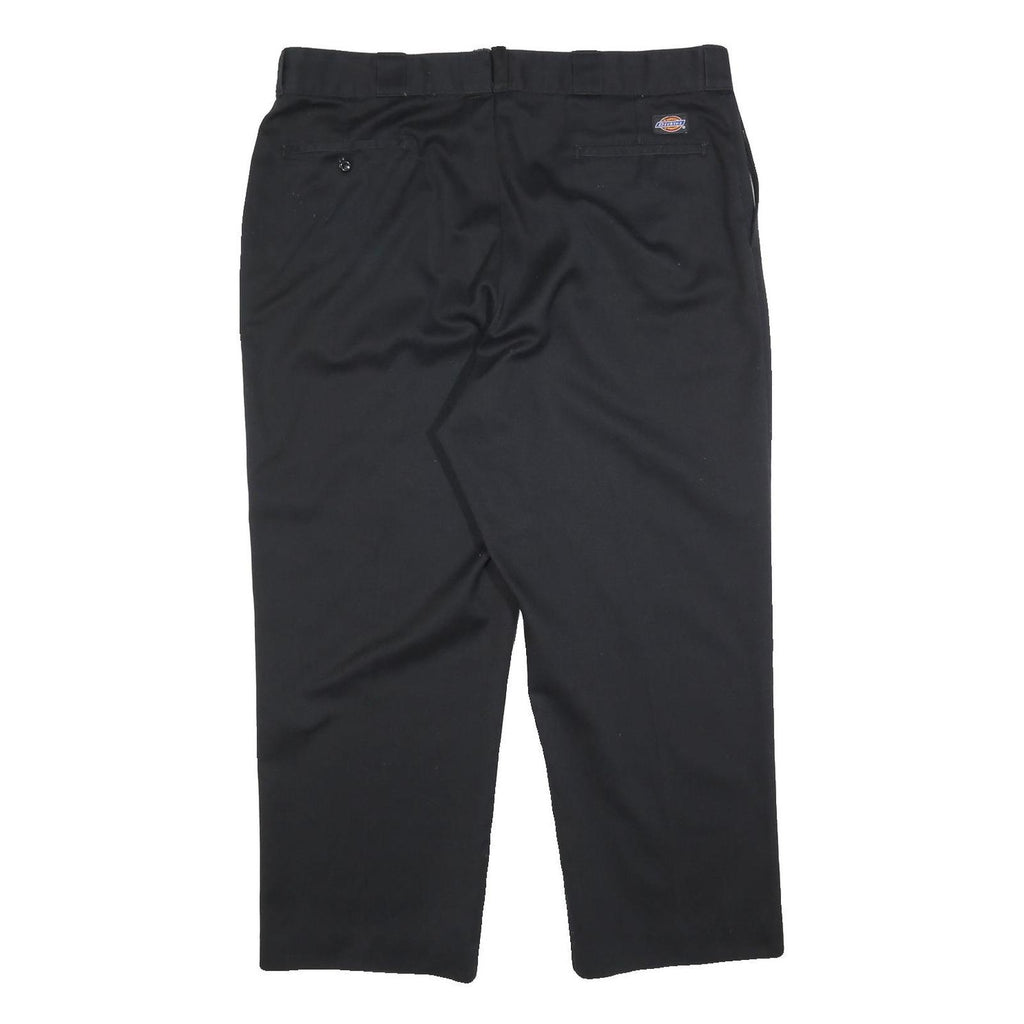 DICKIES Mens Cotton Blend Black Relaxed Straight Trousers W40 L26 Workwear Zip
