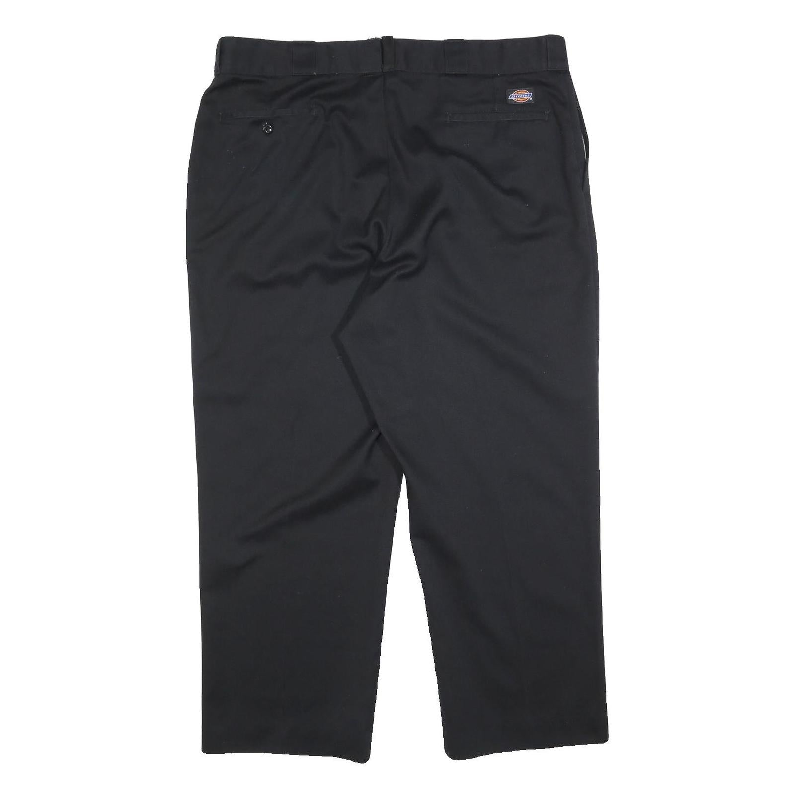 DICKIES Mens Cotton Blend Black Relaxed Straight Trousers W40 L26 Workwear Zip