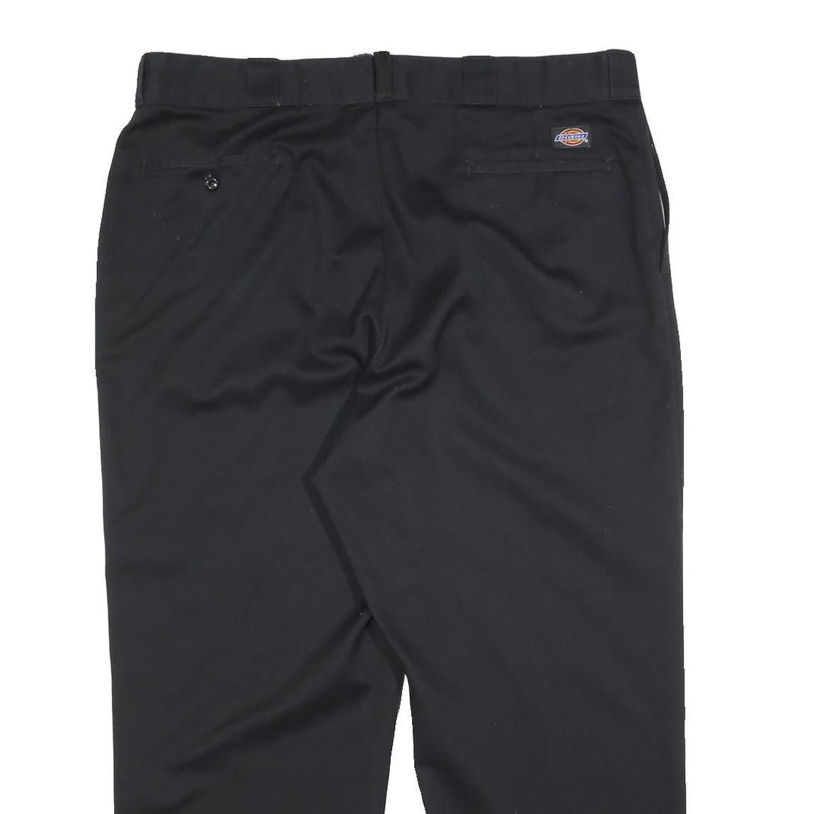 DICKIES Mens Cotton Blend Black Relaxed Straight Trousers W40 L26 Workwear Zip