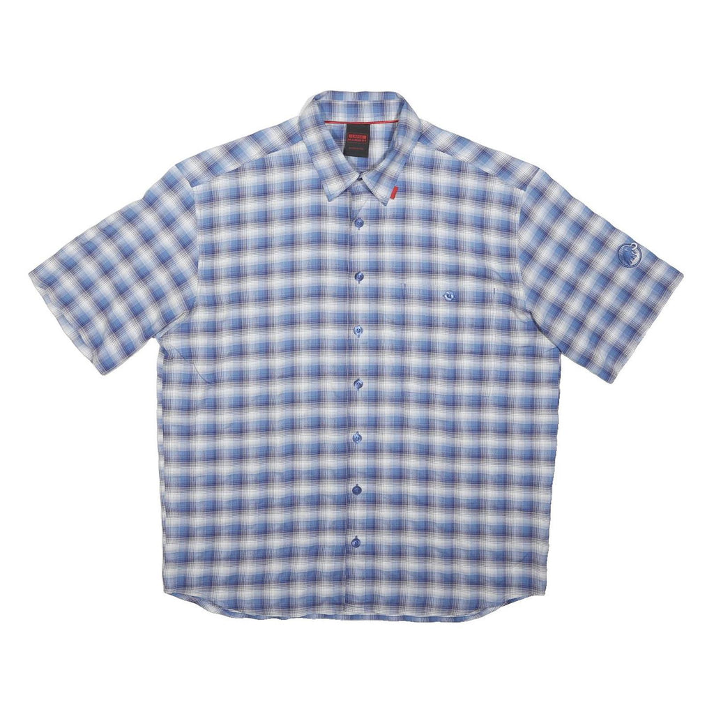 MAMMUT Mens Blue Check Cotton Blend Shirt L Casual Lightweight Summer
