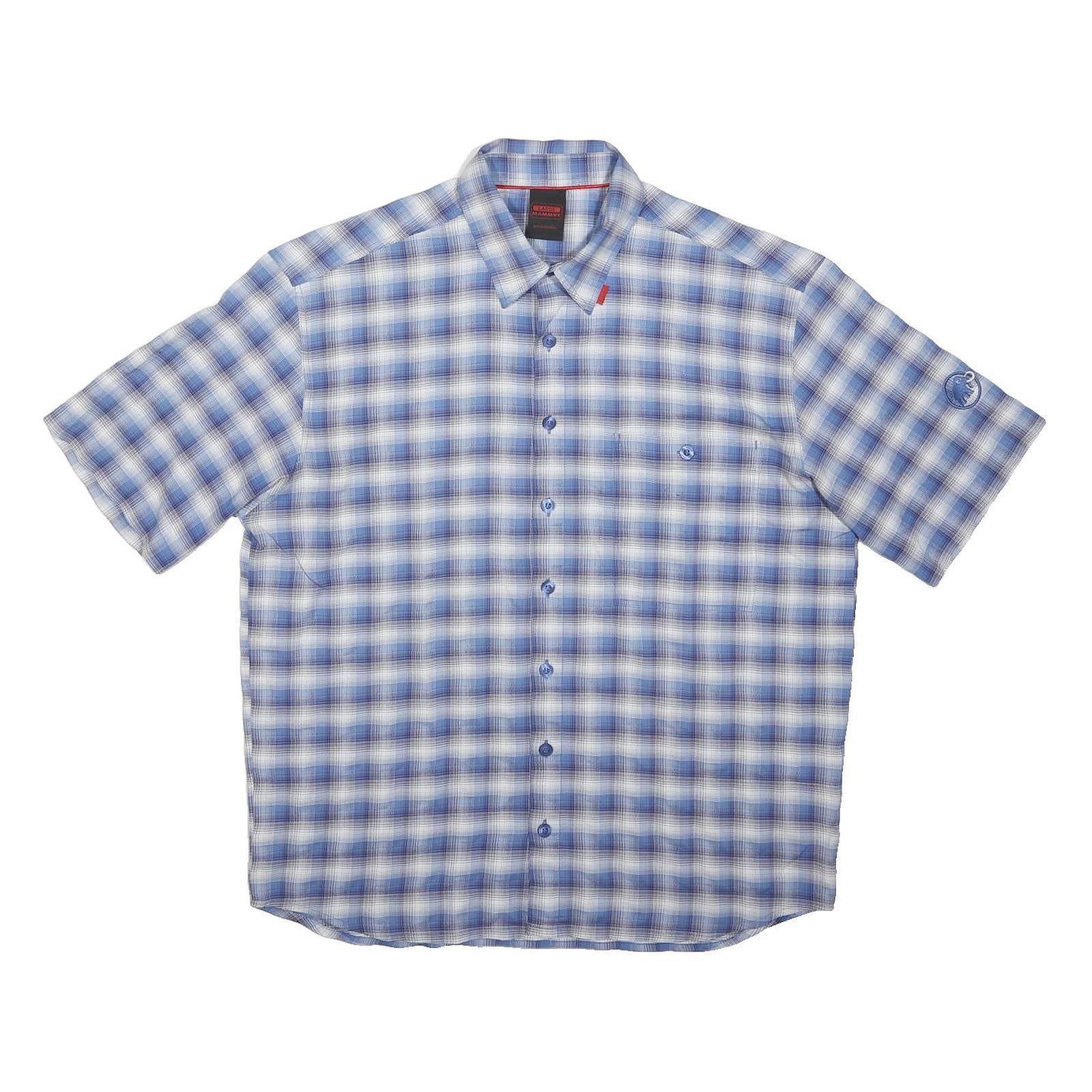 MAMMUT Mens Blue Check Cotton Blend Shirt L Casual Lightweight Summer