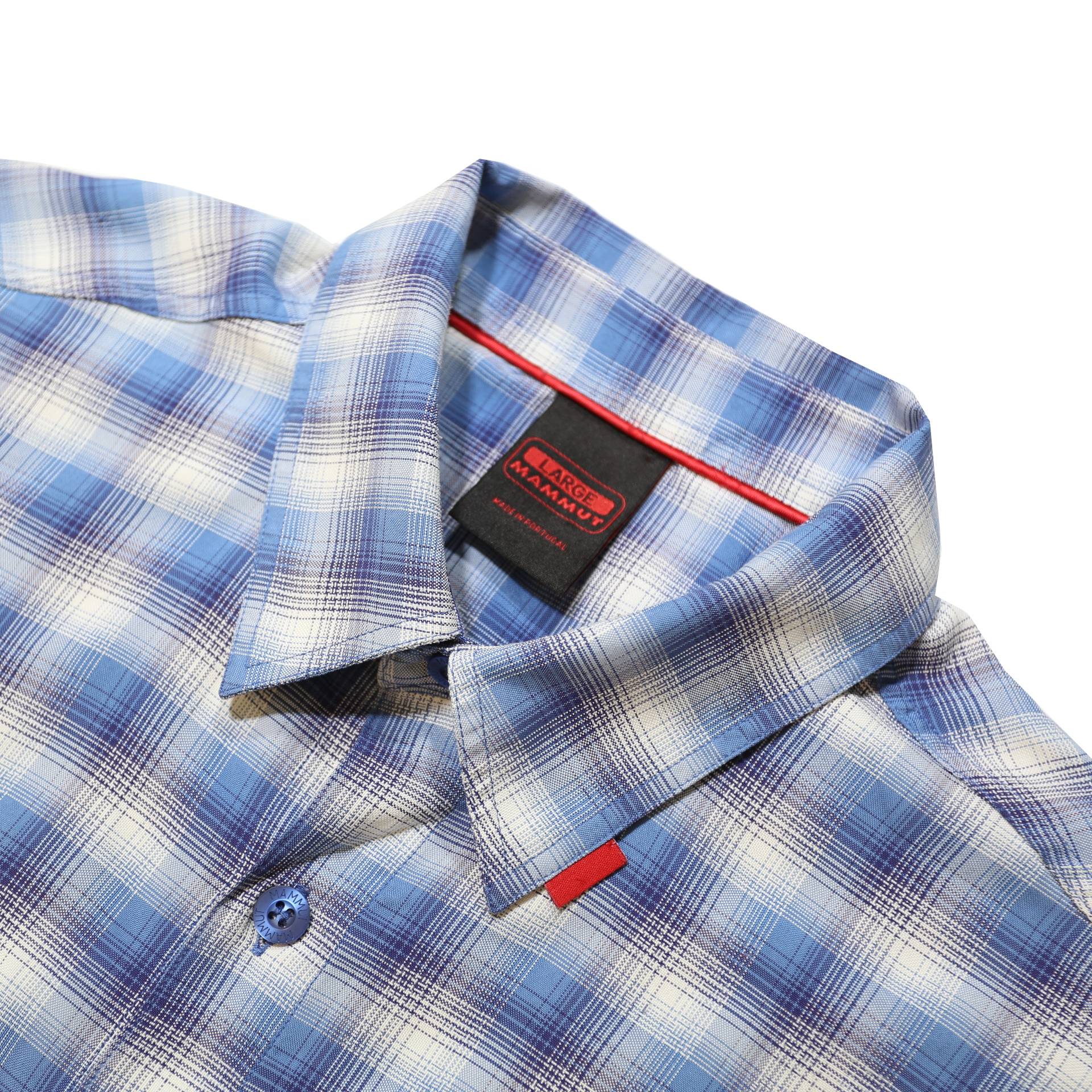 MAMMUT Mens Blue Check Cotton Blend Shirt L Casual Lightweight Summer