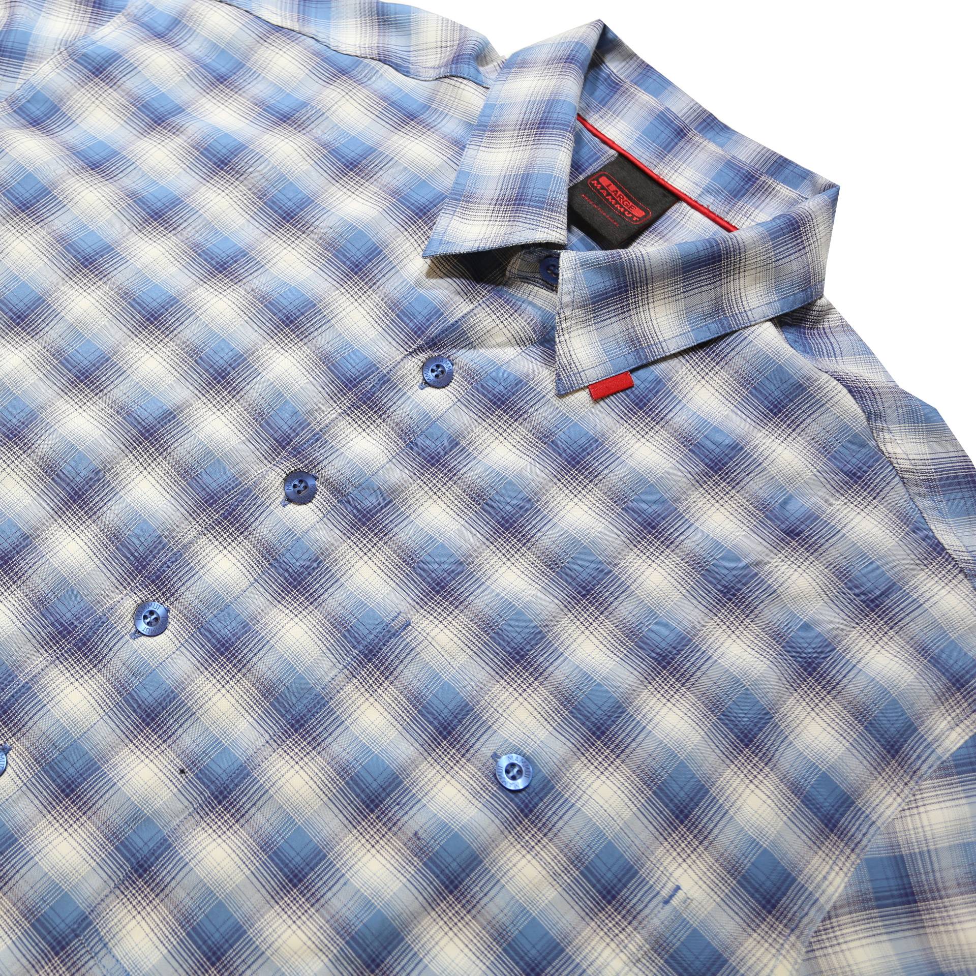 MAMMUT Mens Blue Check Cotton Blend Shirt L Casual Lightweight Summer