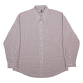 TOMMY HILFIGER Mens White & Burgundy Check Shirt XL Button Down Casual Cotton
