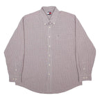 TOMMY HILFIGER Mens White & Burgundy Check Shirt XL Button Down Casual Cotton