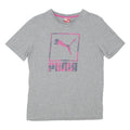 PUMA Womens Grey Graphic T-Shirt S Short Sleeve Crew Neck Cotton Blend