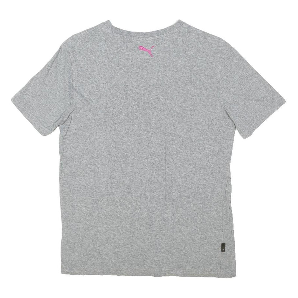 PUMA Womens Grey Graphic T-Shirt S Short Sleeve Crew Neck Cotton Blend