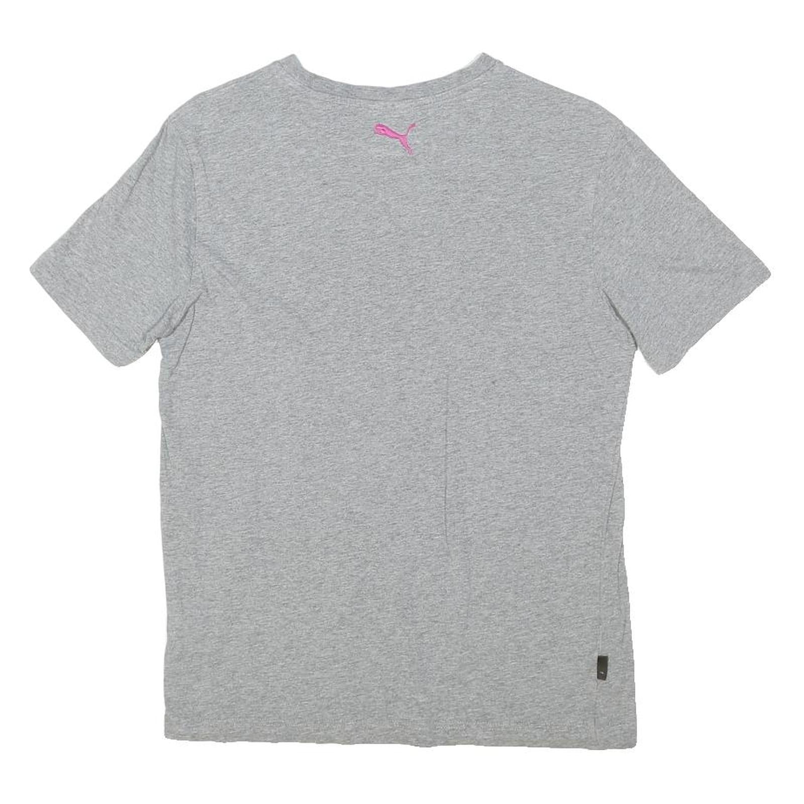 PUMA Womens Grey Graphic T-Shirt S Short Sleeve Crew Neck Cotton Blend