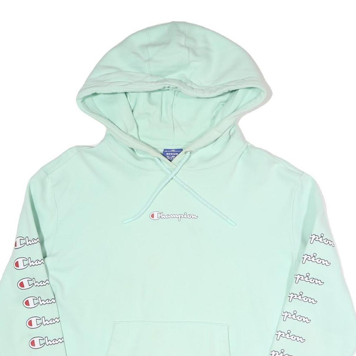 CHAMPION Womens Mint Green Hoodie M Cotton Blend Pullover M Fit Casual