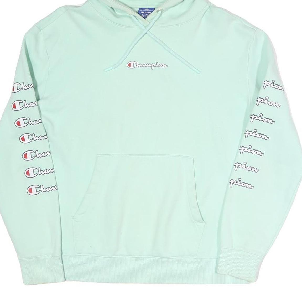 CHAMPION Womens Mint Green Hoodie M Cotton Blend Pullover M Fit Casual