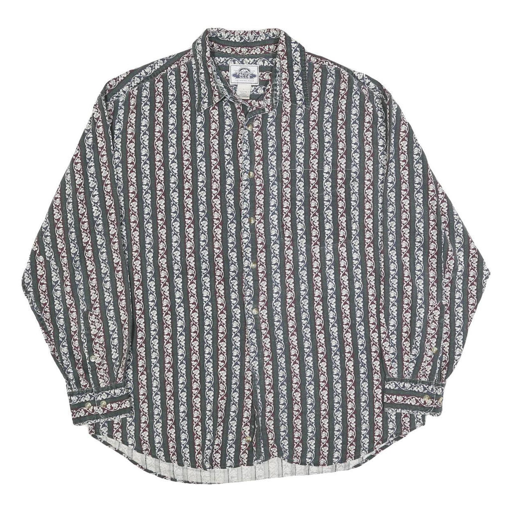 PACIFIC CLUB Mens Blue & Burgundy Pattern Shirt XL Cotton Blend Casual Long