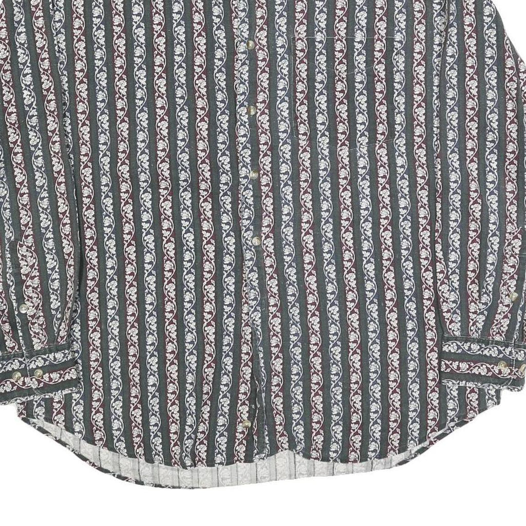 PACIFIC CLUB Mens Blue & Burgundy Pattern Shirt XL Cotton Blend Casual Long