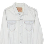 LEVI'S Mens White Cotton Blend Denim Jacket S Button Closure Casual Classic