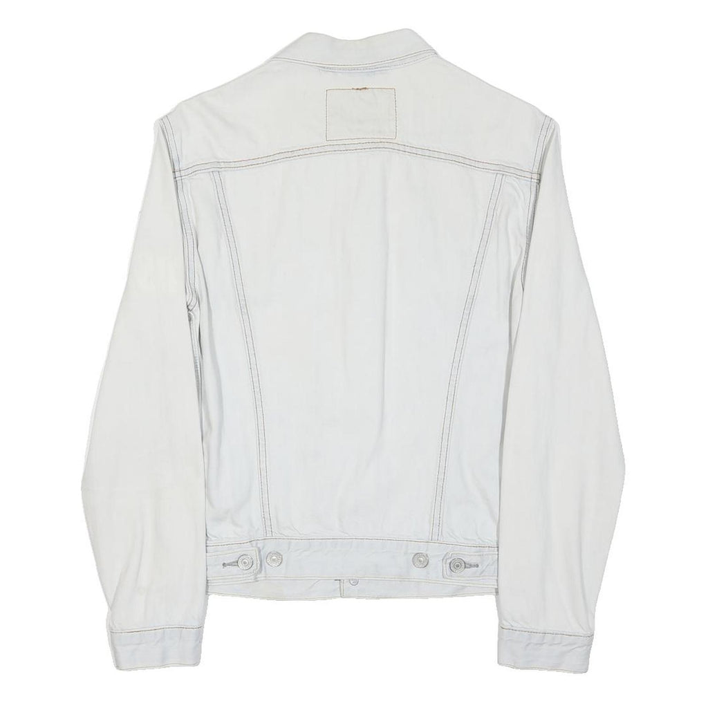 LEVI'S Mens White Cotton Blend Denim Jacket S Button Closure Casual Classic