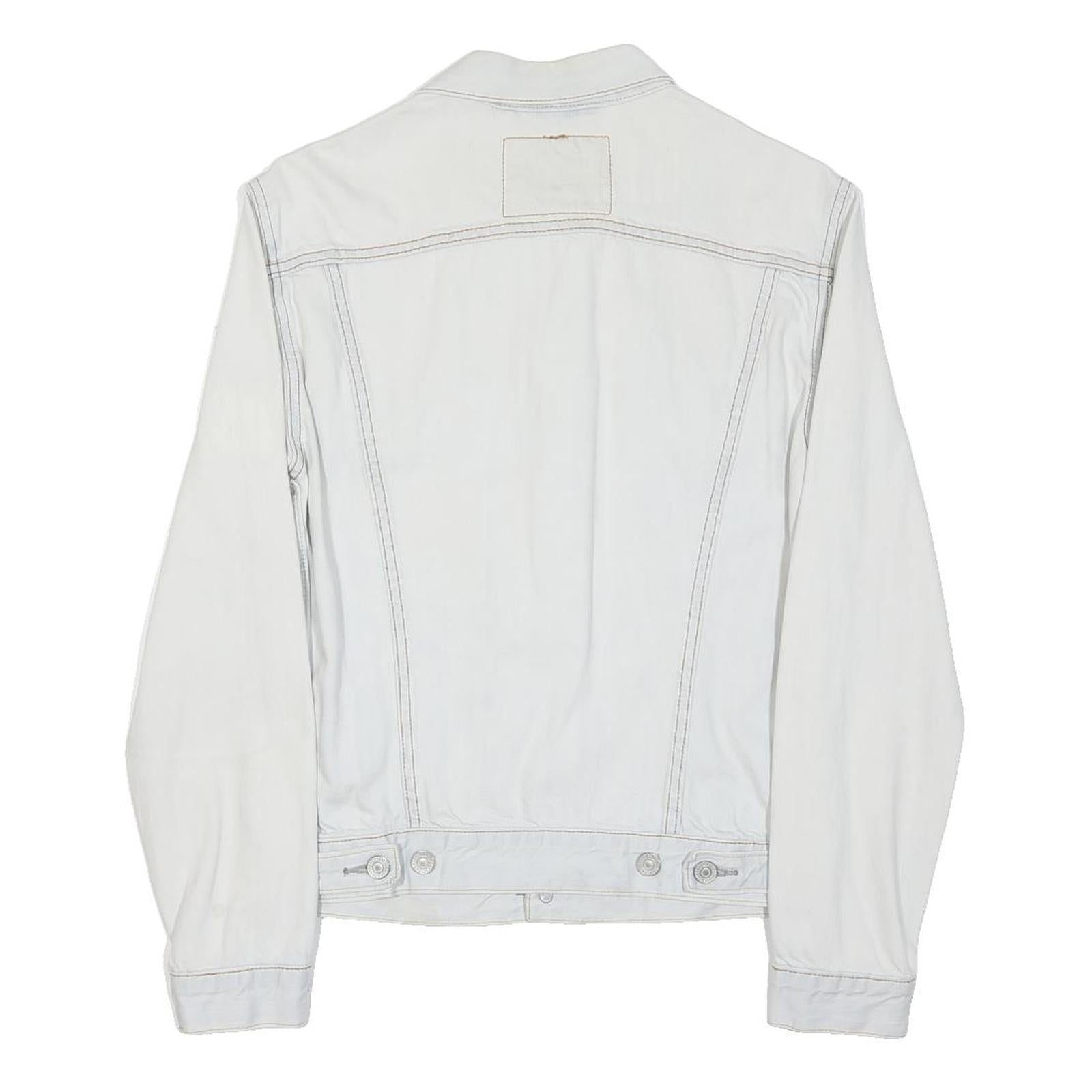 LEVI'S Mens White Cotton Blend Denim Jacket S Button Closure Casual Classic