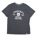 RUSSELL ATHLETIC Mens Grey Churchill Physical Education Graphic T-Shirt XL Short