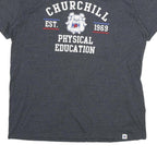 RUSSELL ATHLETIC Mens Grey Churchill Physical Education Graphic T-Shirt XL Short