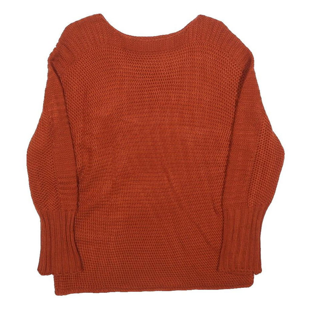 Womens Rust Plain Jumper Basic Knit Crew Neck Regular M Knitted Pullover Sweater