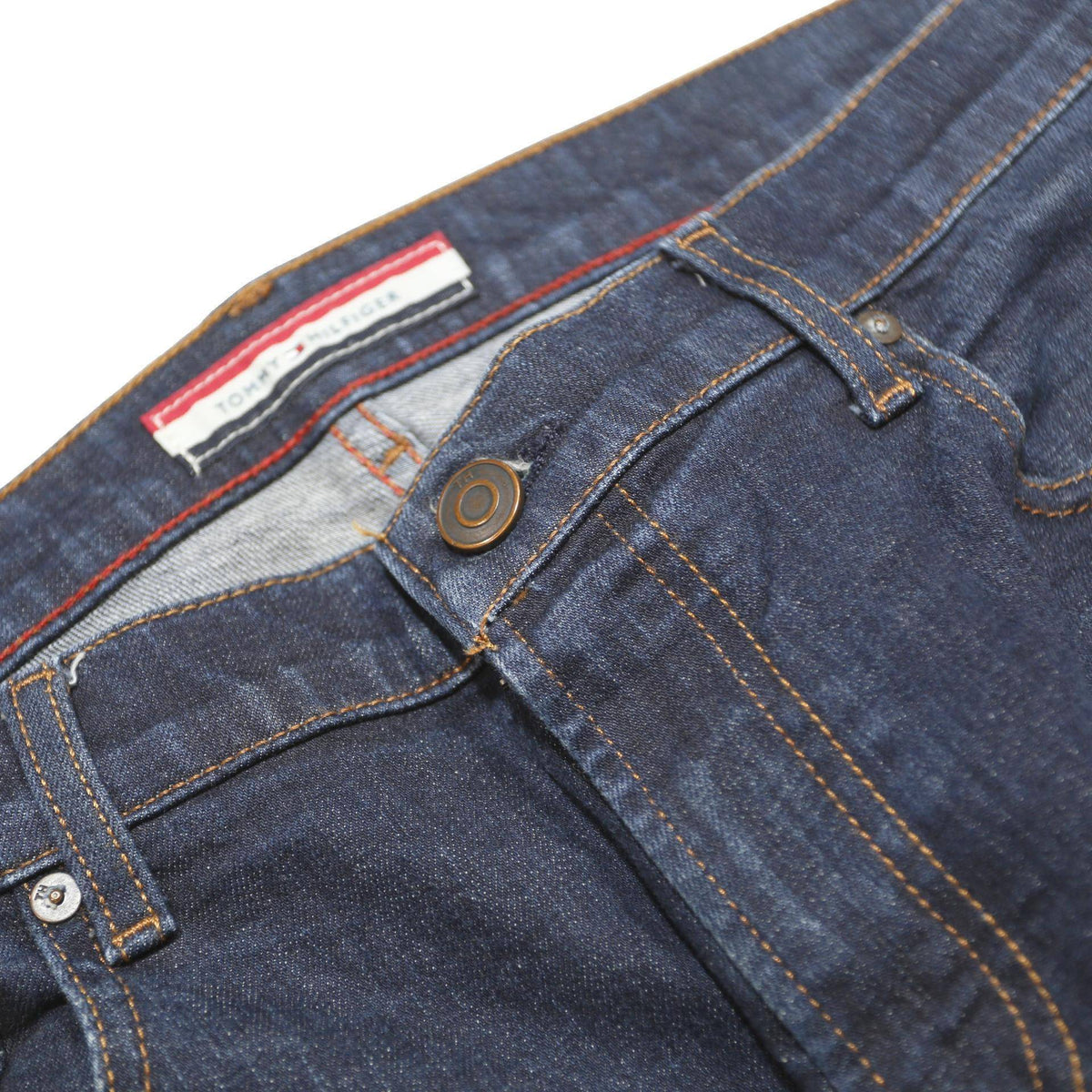 TOMMY HILFIGER Mens Jeans Blue Slim Skinny Denim Medium W34 L34 Classic Zip