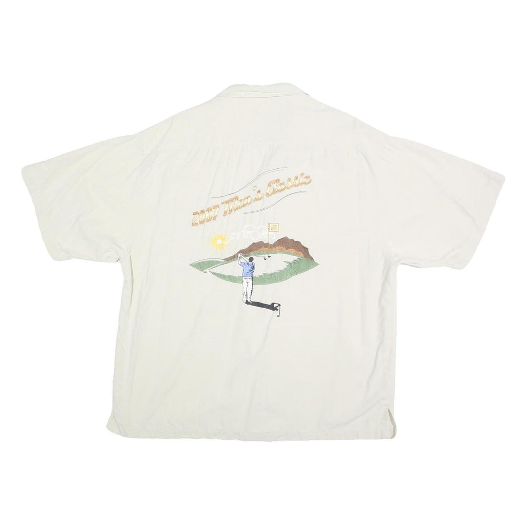 BLACKHAWK Mens White L 2007 Men's Classic Golf Shirt Cotton Button Short Sleeve