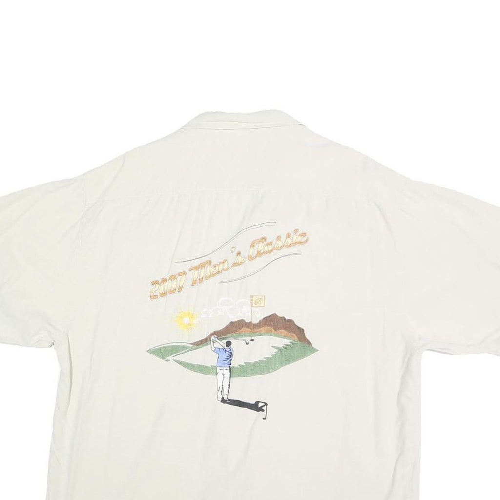 BLACKHAWK Mens White L 2007 Men's Classic Golf Shirt Cotton Button Short Sleeve