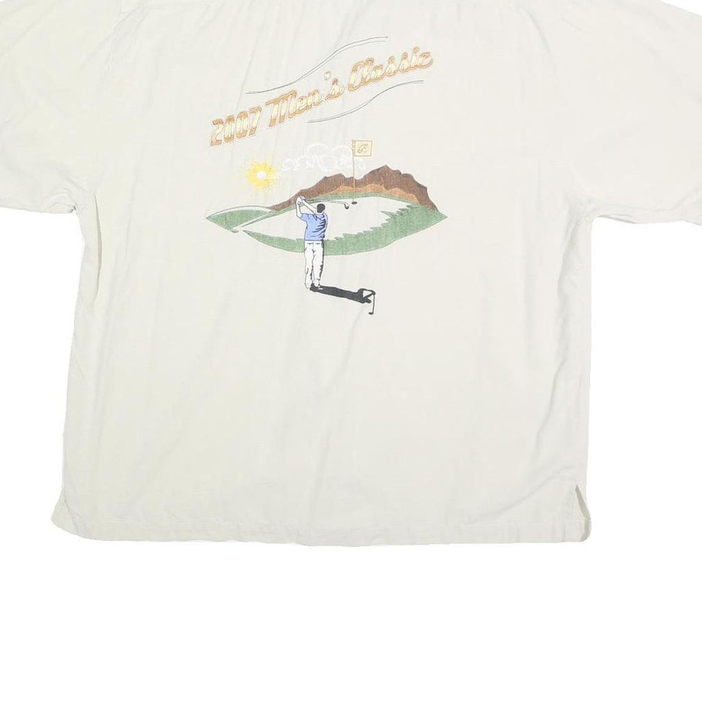 BLACKHAWK Mens White L 2007 Men's Classic Golf Shirt Cotton Button Short Sleeve