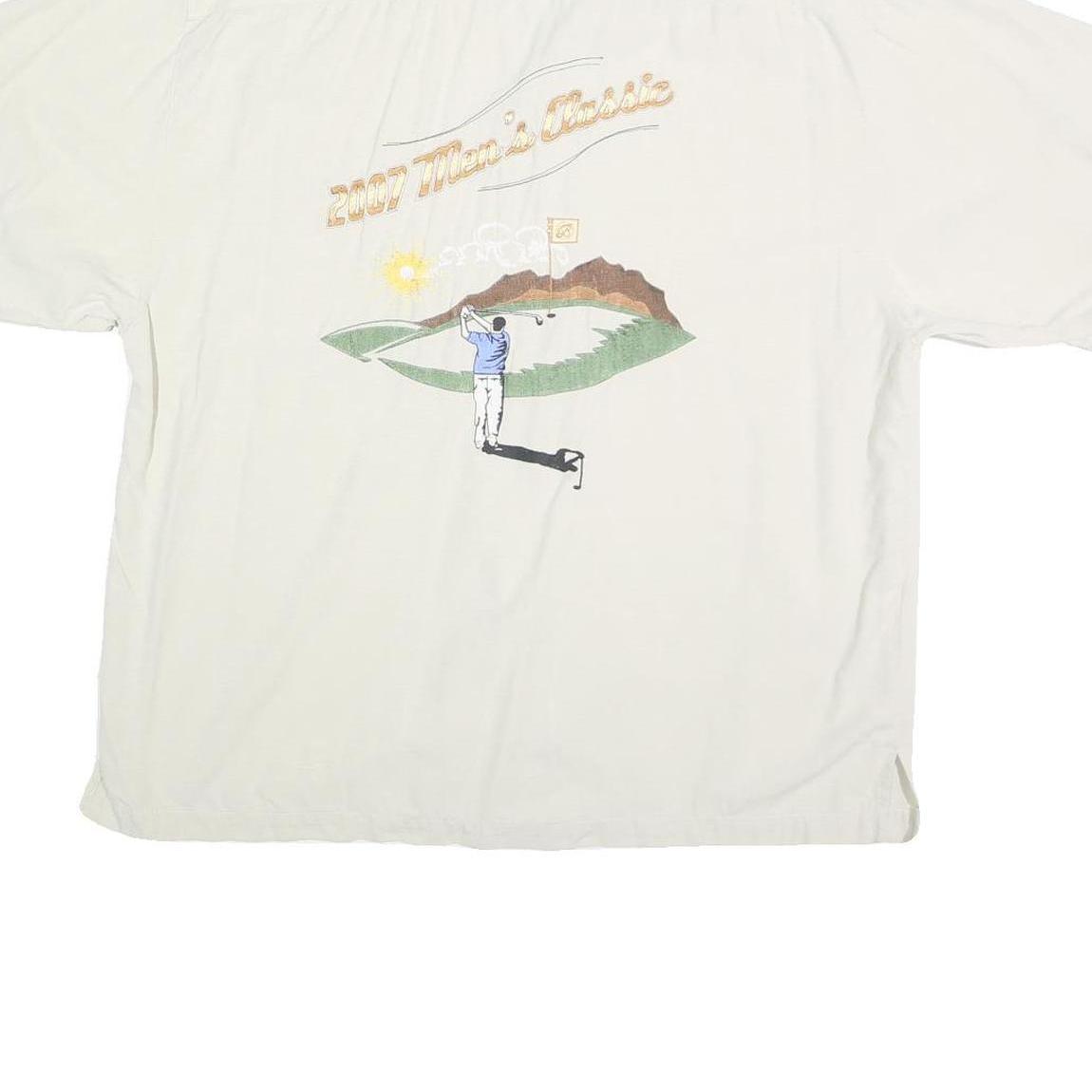 BLACKHAWK Mens White L 2007 Men's Classic Golf Shirt Cotton Button Short Sleeve