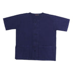 Womens Navy Blue Basic Cotton Top Short Sleeve Round Neck L Casual Summer