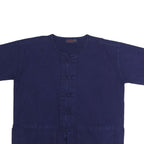Womens Navy Blue Basic Cotton Top Short Sleeve Round Neck L Casual Summer