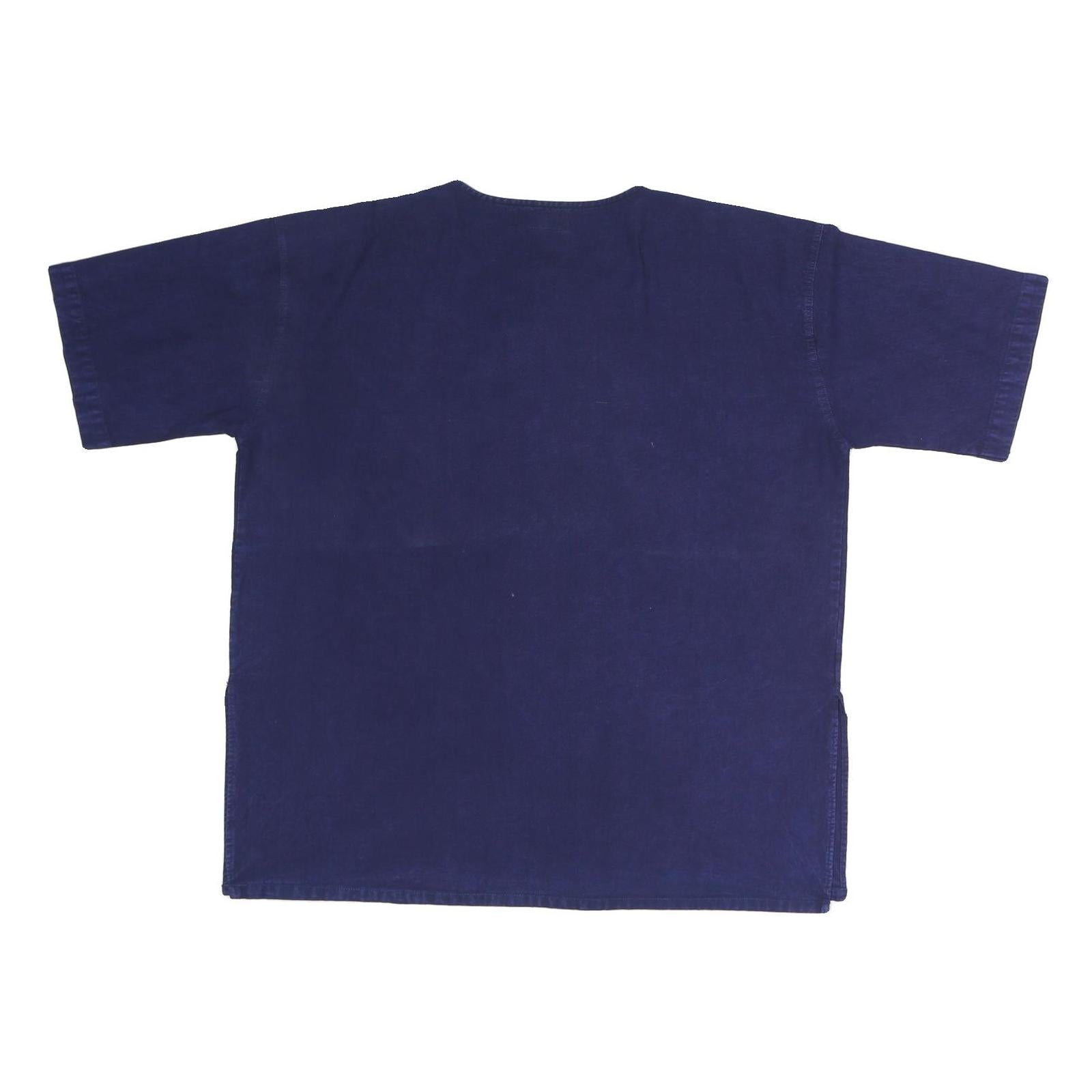 Womens Navy Blue Basic Cotton Top Short Sleeve Round Neck L Casual Summer