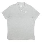 NIKE Mens Grey Short Sleeve Plain Polo Shirt XL Cotton Casual Sportswear