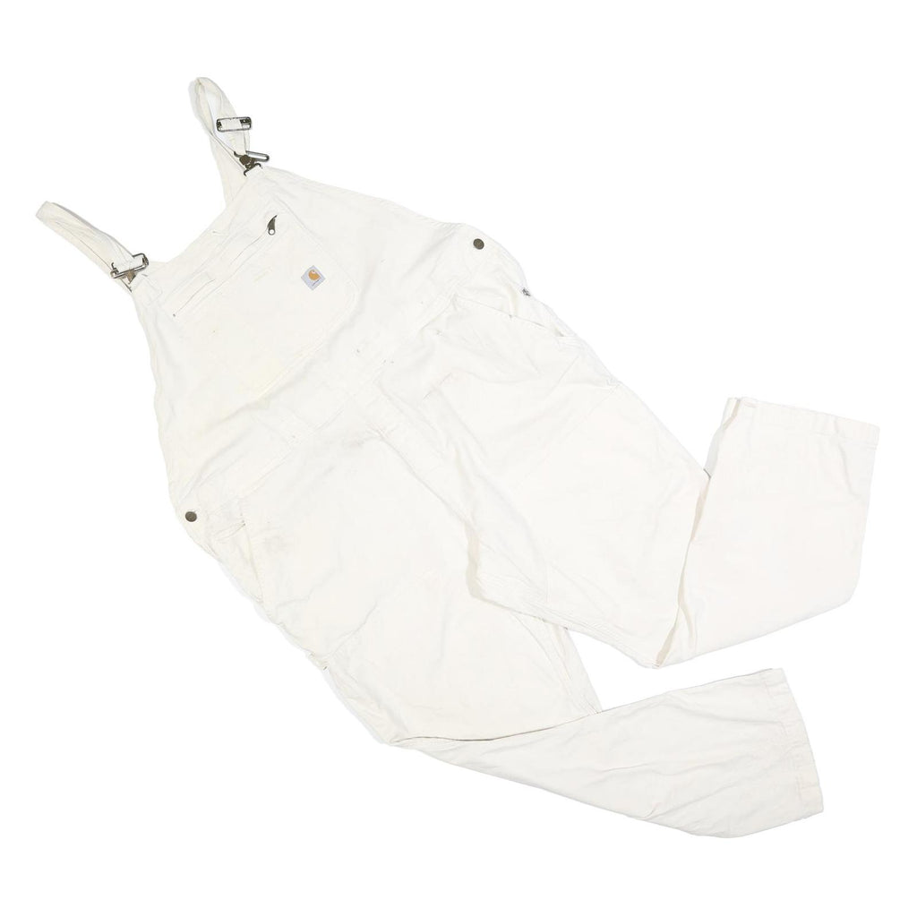 CARHARTT Womens White Cotton Blend Dungarees Loose Fit 2XL W48 L30 Workwear