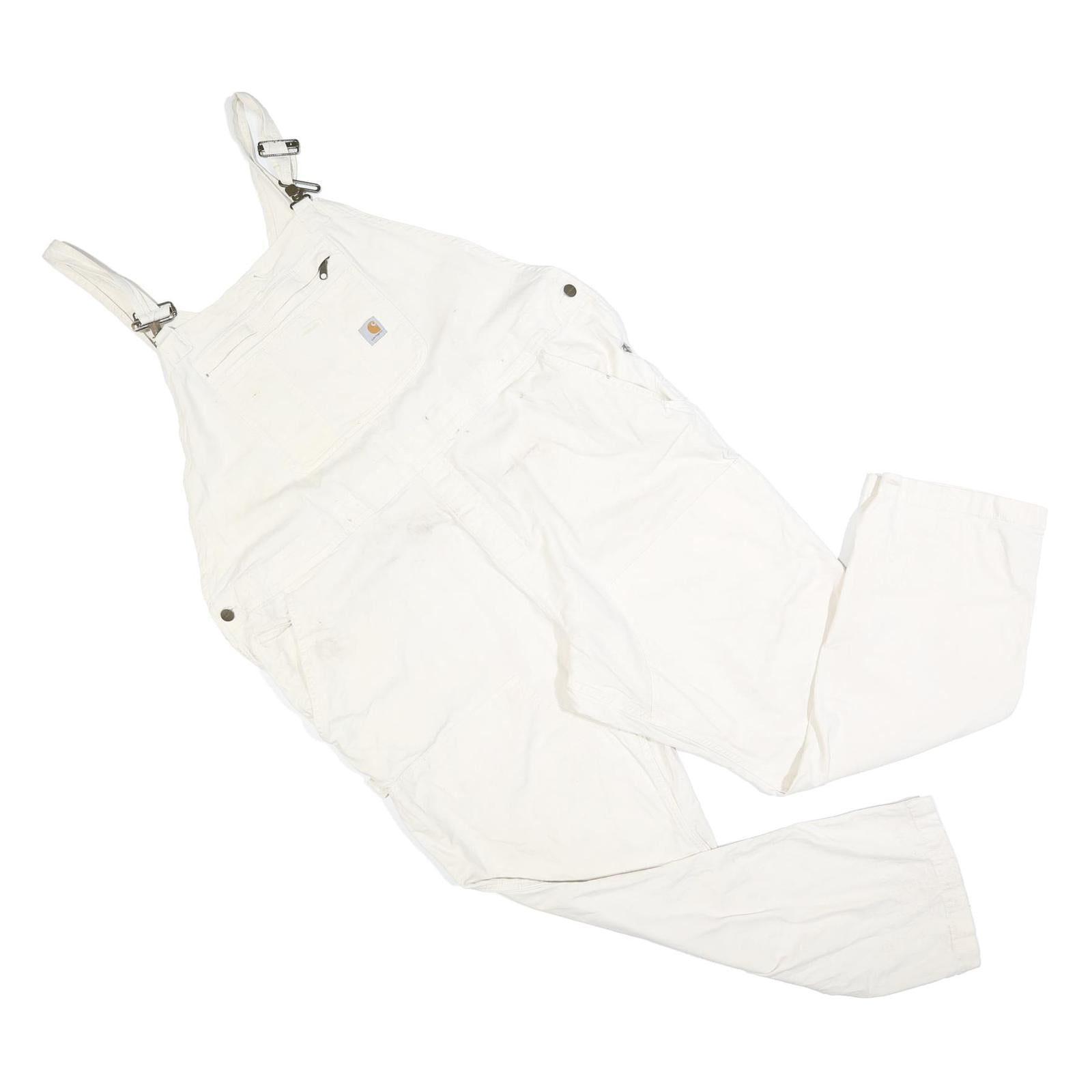 CARHARTT Womens White Cotton Blend Dungarees Loose Fit 2XL W48 L30 Workwear